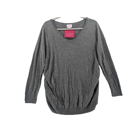 Ingrid & Isabel Maternity Sweater L Gray Side Shirring‎ Lightweight Long Sleeves - Picture 9 of 9